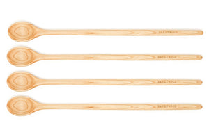 set of 4 hard maple tasting spoons 13" long - earlywood